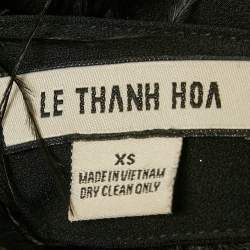 Pre Owned Le Thanh Hoa Black Crystal Embellished Feather Eva Crop Top XS