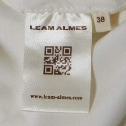 Pre Owned   Leam Almes White Velvet and Tulle Pearl Detail Draped Maxi Dress M