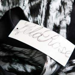 Lela Rose Monochrome Lurex Ikat Patterned Jacquard Sheer Yoke Sleeveless Gown XS