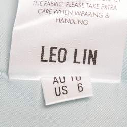 Pre Owned طقم ليو لين جاكيت وبنطلون كريب مطبوع أزرق / أخضر مقاس متوسط - ميديم