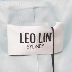 Pre Owned طقم ليو لين جاكيت وبنطلون كريب مطبوع أزرق / أخضر مقاس متوسط - ميديم