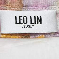 Pre Owned Leo Lin Multicolor Floral Print Linen Juliana Shirt Mini Dress S