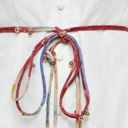 Pre Owned Leo Lin Multicolor Floral Print Linen Juliana Shirt Mini Dress S