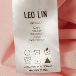 Pre Owned فستان ميدي ليو لين حرير مزيج أومبري وردي بتفاصيل ربطة عنق وحزام قماش ققاس صغير - سمول