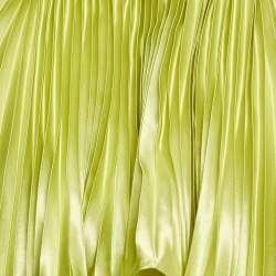 Pre Owned Li Dee Green Satin Pleated Biscous Top & Pants Set XS 