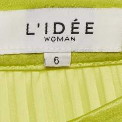 Pre Owned Li Dee Green Satin Pleated Biscous Top & Pants Set XS 