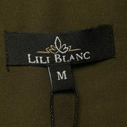 Pre Owned Lili Blanc Green Gabardine Belted Coat M