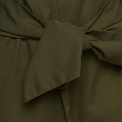Pre Owned Lili Blanc Green Gabardine Belted Coat M