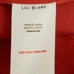 Pre Owned LILI BLANC Burnt Orange Faux Leather Pants Suit M