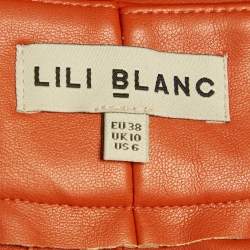 Pre Owned LILI BLANC Burnt Orange Faux Leather Pants Suit M