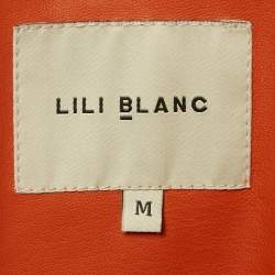 Pre Owned LILI BLANC Burnt Orange Faux Leather Pants Suit M