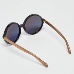 Pre Owned Linda Farrow Black/Gold LFL/67/18 Round Sunglasses