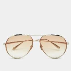 Pre Owned Linda Farrow Gold Tone/Brown Gradient Matisse Aviator Sunglasses