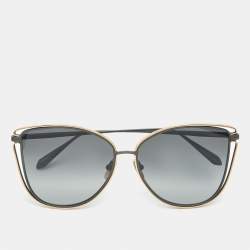 Pre Owned Linda Farrow Gold Tone/Black Gradient 8642 Dinah Butterfly Sunglasses