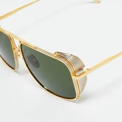 Pre Owned Linda Farrow Green/Gold Tone 8805 Enzo Oversized Sunglasses