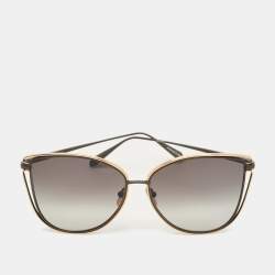مملوكة مسبقًا Linda Farrow Matt Black/Gold Tone Gradient 8642 Dinah Butterfly Sunglasses