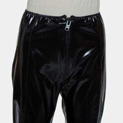 Pre Owned Lisa Marie Fernandez Black Faux leather Zip Front Hannah Cropped Leggings M