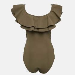 Lisa Marie Fernandez Green Jersey Ruffled Swimsuit M