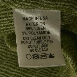 Pre Owned Lisa Marie Fernandez Green Textured Linen Wrap Top and Skirt Set M