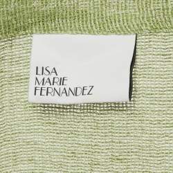 Pre Owned Lisa Marie Fernandez Green Textured Linen Wrap Top and Skirt Set M