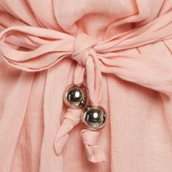 Pre Owned Lisa Marie Fernandez Light Orange Linen Puff Sleeve Mini Dress S