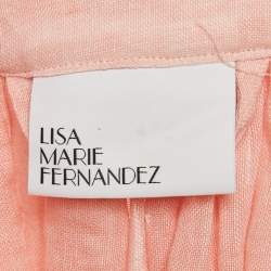 Pre Owned Lisa Marie Fernandez Light Orange Linen Puff Sleeve Mini Dress S