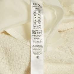 Pre Owned Liu Jo Off-White Boucle Sleeveless Jacket and Skirt Set M