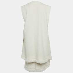 Pre Owned Liu Jo Off-White Boucle Sleeveless Jacket and Skirt Set M