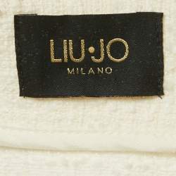 Pre Owned Liu Jo Off-White Boucle Sleeveless Jacket and Skirt Set M