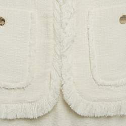 Pre Owned Liu Jo Off-White Boucle Sleeveless Jacket and Skirt Set M