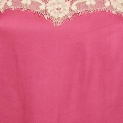 Pre Owned Liu Jo Pink Satin Lace Trim Cami Top S
