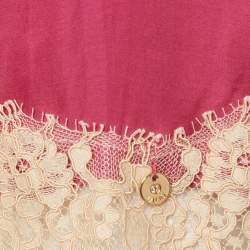 Pre Owned Liu Jo Pink Satin Lace Trim Cami Top S