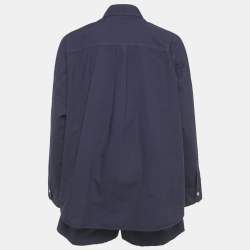 Pre Owned LMND Navy Blue Cotton Chiara Classic Shirt & Shorts Set M/S