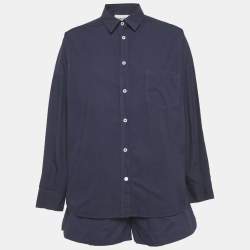 Pre Owned LMND Navy Blue Cotton Chiara Classic Shirt & Shorts Set M/S
