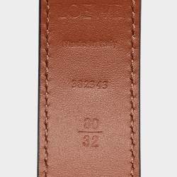 Pre Owned Loewe Black/Brown Leather Anagram Reversible Belt 80CM