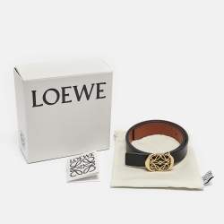 Pre Owned Loewe Black/Brown Leather Anagram Reversible Belt 80CM
