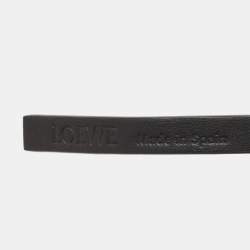 Pre Owned Loewe Black/Brown Leather Anagram Slim Waist Belt 95CM