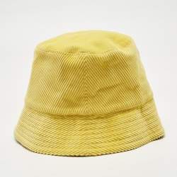 Pre Owned Loewe Yellow Cotton Corduroy Anagram Patch Bucket Hat Size 58