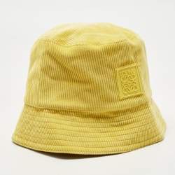 Pre Owned Loewe Yellow Cotton Corduroy Anagram Patch Bucket Hat Size 58