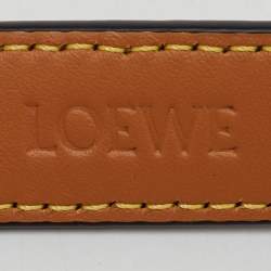Pre Owned Loewe Beige/Tan Leather Anagram Slim Buckle Belt 70CM