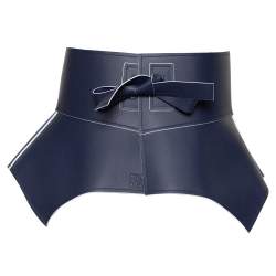 Pre Owned Loewe Blue/White Leather Obi Corset Belt M