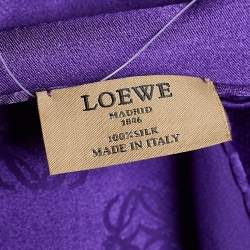 Pre Owned Loewe Purple Anagram Jacquard Silk Scarf