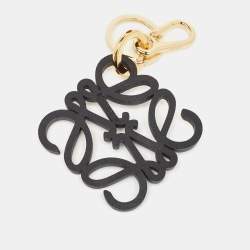 Pre Owned Loewe Green/Black Leather Anagram Bag Charm 