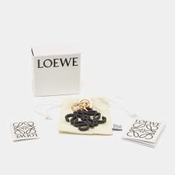 Pre Owned Loewe Green/Black Leather Anagram Bag Charm 