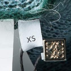 Pre Owned Loewe Green Embroidered Mohair Blend Asymmetric Oversized Cardigan XS