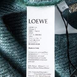 Pre Owned Loewe Green Embroidered Mohair Blend Asymmetric Oversized Cardigan XS