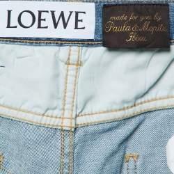 Pre Owned Loewe + Paula's Ibiza Blue Denim Patched Pocket Detail Jeans XL/Waist 35"