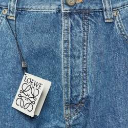 Pre Owned Loewe + Paula's Ibiza Blue Denim Patched Pocket Detail Jeans XL/Waist 35"