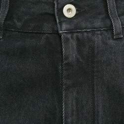 Pre Owned Loewe Black Denim Logo Debossed Wide Leg Jeans S Waist 28"