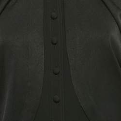 Pre Owned Loewe Black Crepe Button Front Faux Cape Long Dress S